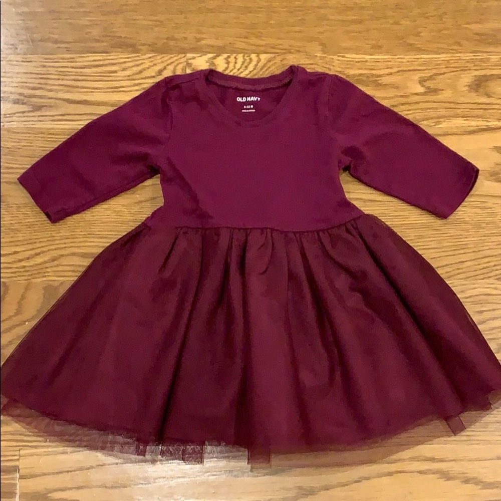 Old Navy maroon tulle dress 6-12 months